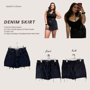 Reformation Pacific Black Denim Mini Skirt